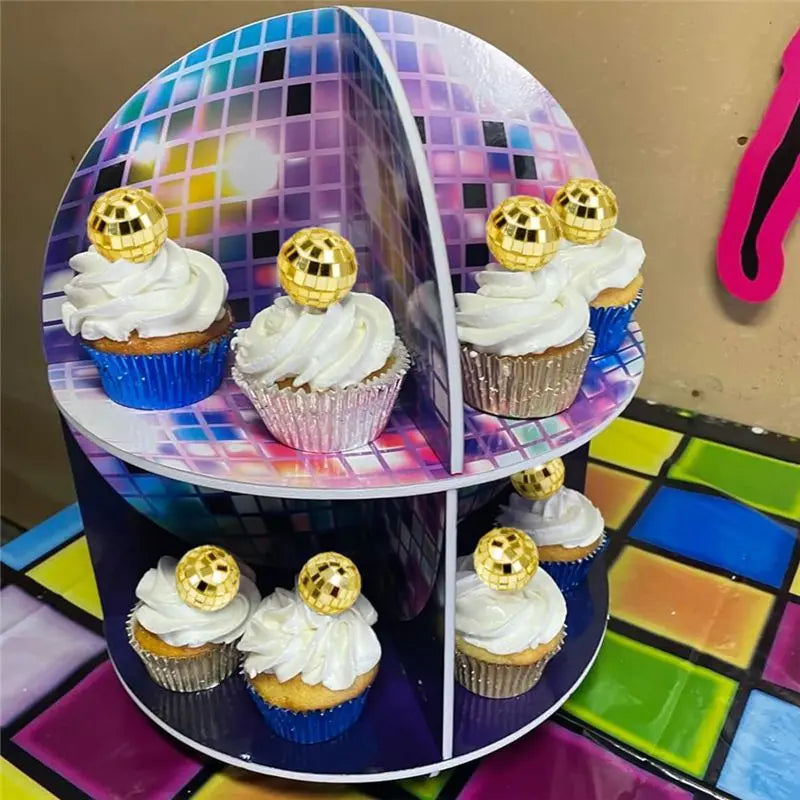 ABKW-24 PCS Disco Ball Cupcake Toppers Disco Ball Cupcake Picks Reflective Mirror Ball Cake Toppers Disco Decorations Durable Go Vue