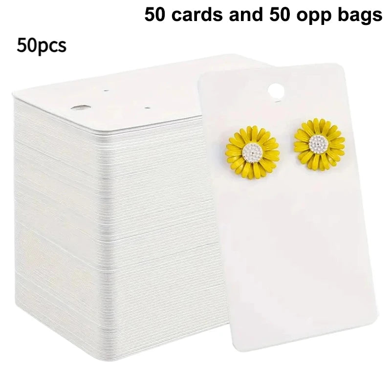 50/100 Pieces Jewelry Display Labels, Paper Earring Display Cards - DIY Nail And Hoop Earring Holders, Packaging Supplies Vue C