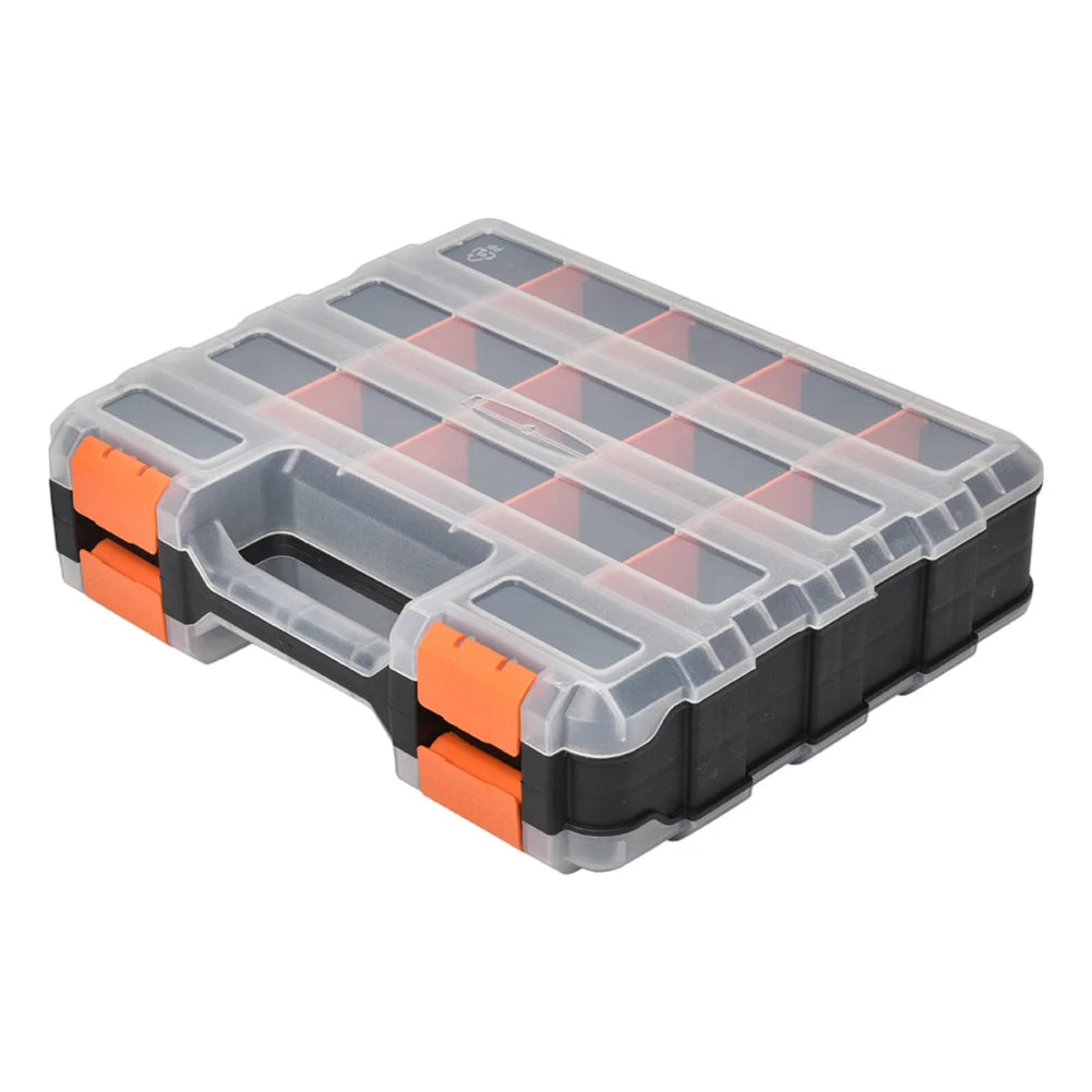 Double Side Tools Box Organizer Plastic Small Parts Storage Case Hardware Tool Arrangement Box for Screws Nuts Nails Bolts Vue