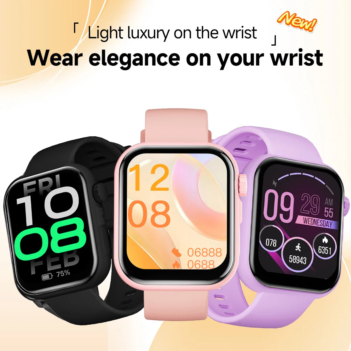 2026 New SmartWatch Bluetooth Call Music Sports Band Long Battery Fitness Tracker Silicone Strap Health Monitor for Adults fun Vue