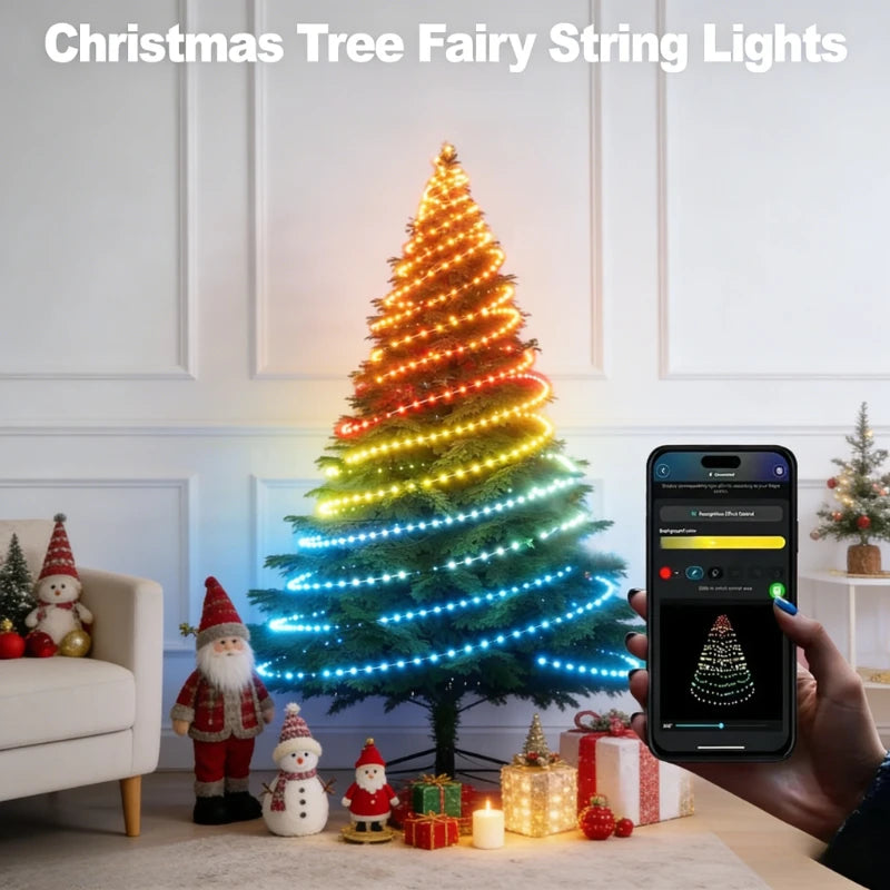 RGBIC USB 5V LED Sting Light Bluetooth Music APP WS2812 Programmable DIY Fairy Lights Birthday Party Garland Christmas Decor Vue