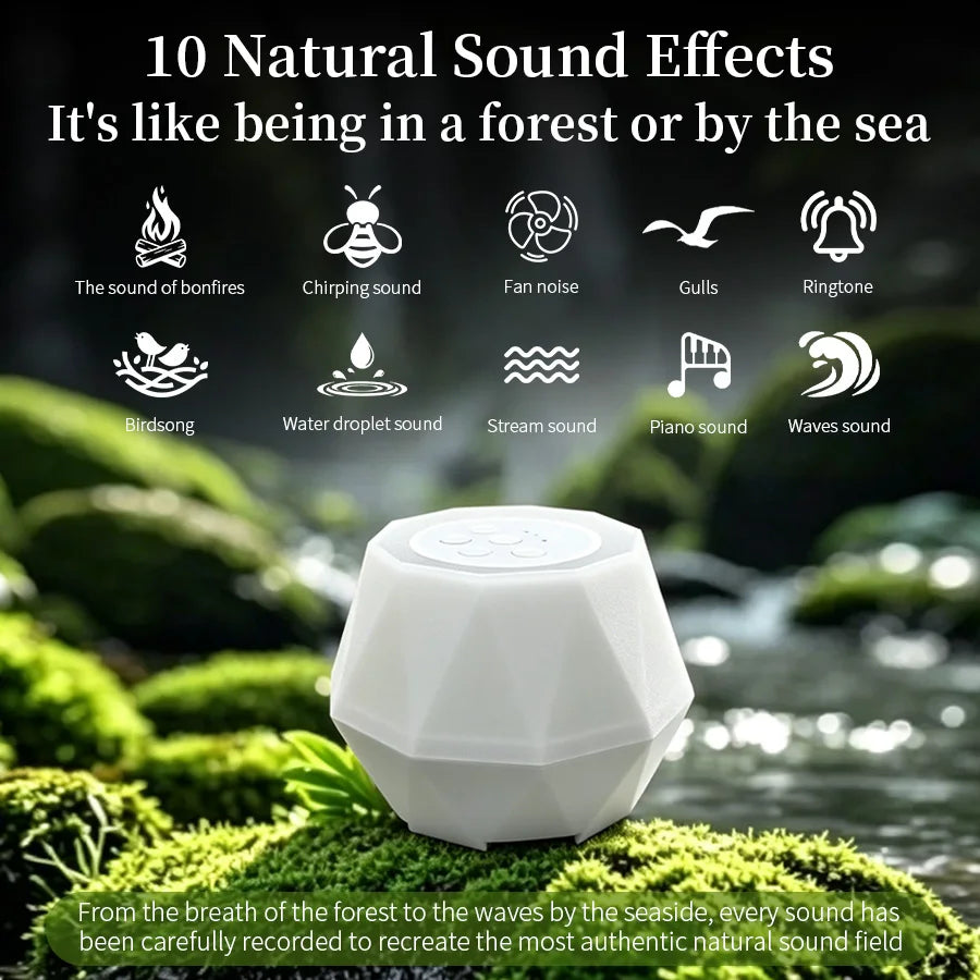 Rechargeable White Noise function Night Light 7 Colors Baby Sleep Soother 10 Nature Sounds Timer Nursery Bedside Lamp Kids Gift Vue