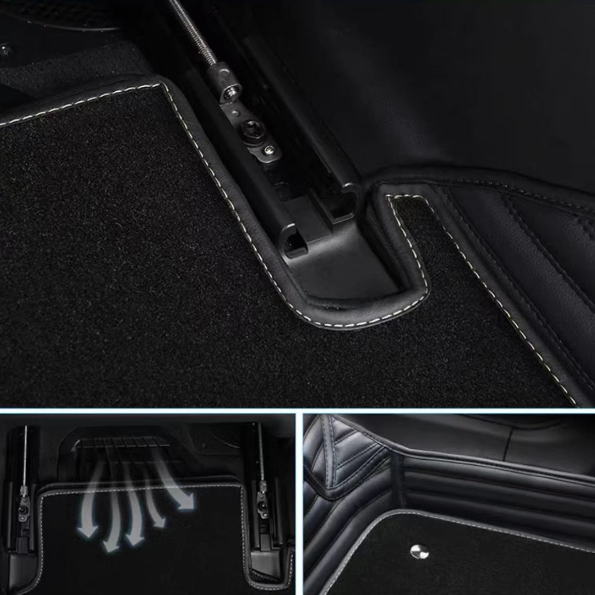 DS4 Custom 5D PU Leather Car Floor Mats – All-Weather 2-Row Custom Car Floor Mats Vue