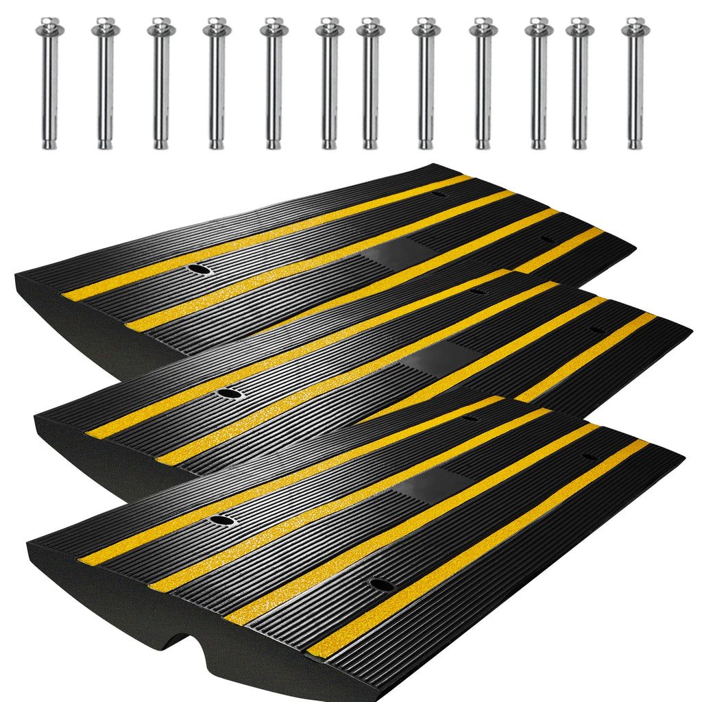 Heavy-Duty Rubber Curb Ramp with Cable Channel | 15-Ton Capacity Rubber Curb Ramp Vue