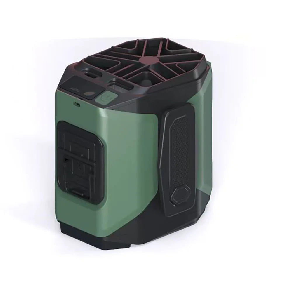 New Waist-Worn Fan for Outdoor Hiking and Mountain Climbing: Ventilation and Cooling, Waist-Worn Design, LED Light, USB Power Vue Green