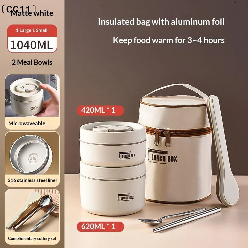 Portable Stainless Steel Thermal Lunch Box With Bag Large Capacity Multi Layer Thermos Bento Box BPA Free Food Container〔CC11〕 Vue