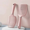 Massage Hair Brush Air Cushion Hollow Wide Tooth Anti Hair Loss Styling Comb for All Wet Curly Natural Hair Types Barber Tool Vue Pink