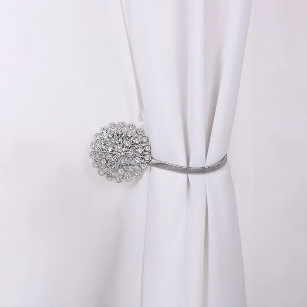Flower Shape Magnetic Curtain Holdback Clips Magnet Fastening Sparkling Crystal Curtain Tieback Fasteners Attractive Design Vue