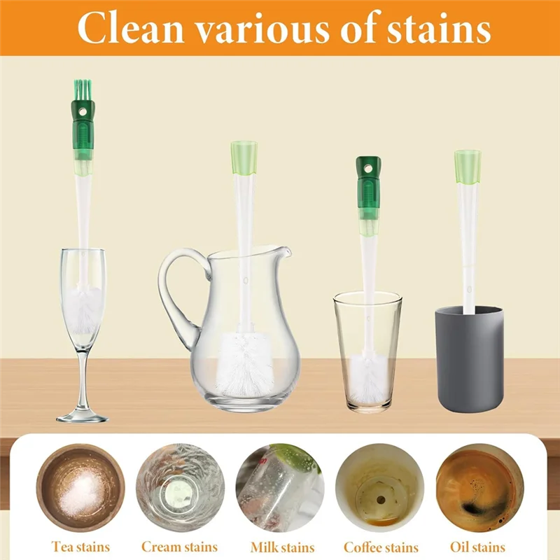 5 In 1 Water Bottle Brushes For Cleaning, Easily Cleans The Cup Mouth, Lid, Bottom, And Straw, Bottle Cleaning Toolsabkw Vue As Shown