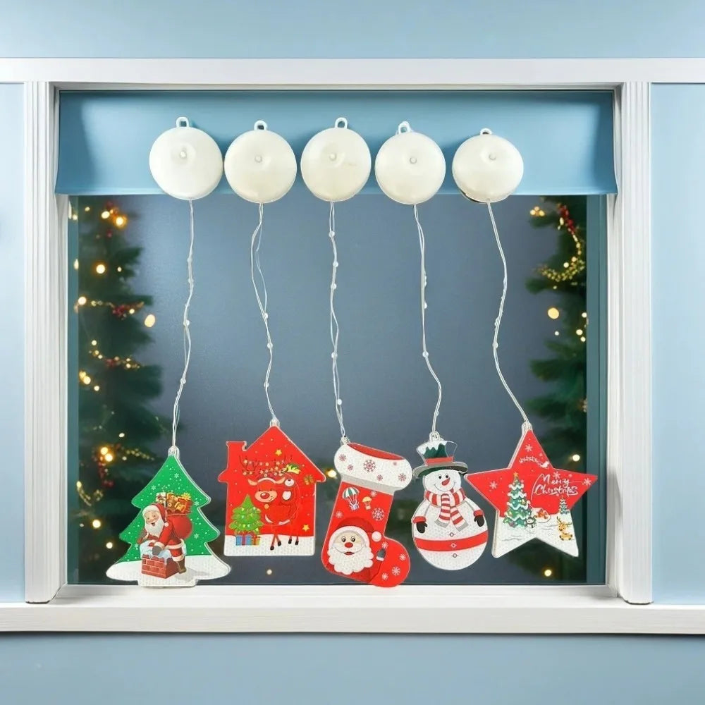 1PC Christmas leather wire suction cup lamp,powered by 3AAA batteries,excluding battery,Used for holiday and room decoration Vue