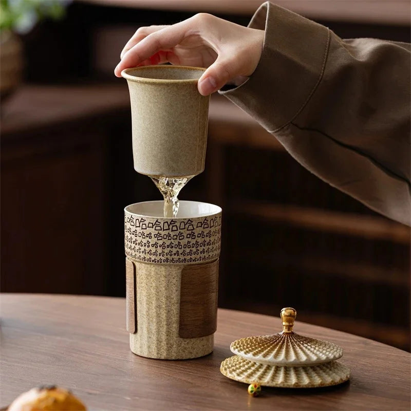 Ceramic Tea Infuser Mug With Removable Strainer And Lid Water Separation Cup For Office Desk Home Tea Break For Women Men Gifts Vue