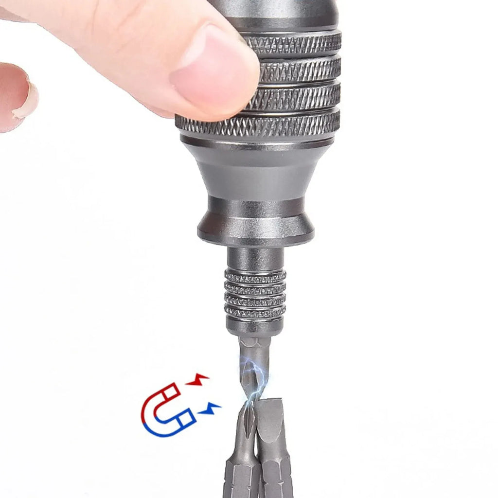 7-in-1 Industrial Mini Screwdriver Set - Aluminum Alloy Handle with High Hardness Phillips/Slotted Bits Multi-Function EDC Tool Vue