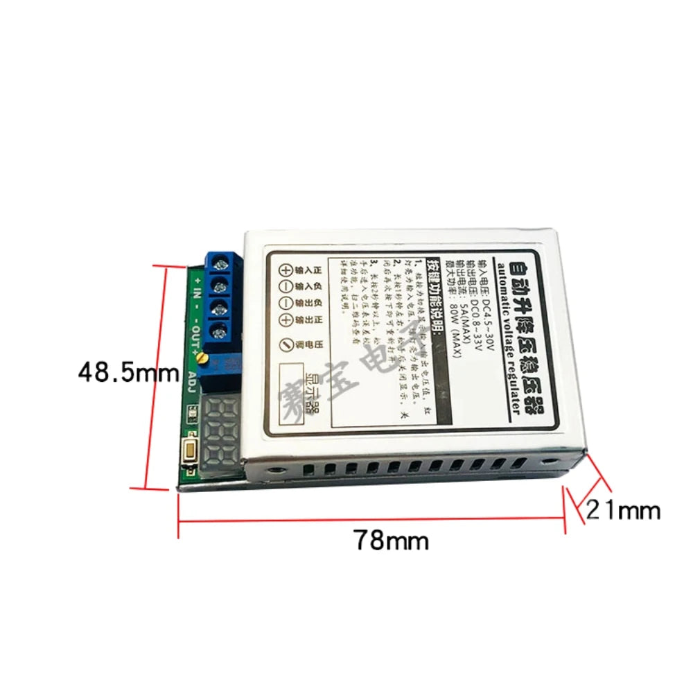 DC-DC Auto Step-Up and Step-Down Power Supply Module 80W voltage regulator DC4.5-80V to DC0.5-33V Boost Buck Power Supply Board Vue