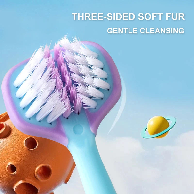 2pcs Children Toothbrush Three-sided Soft Bristle Teeth Whitening Brushes For 3-12 Years Old Kids Toothbrushes Dental Oral Care Vue