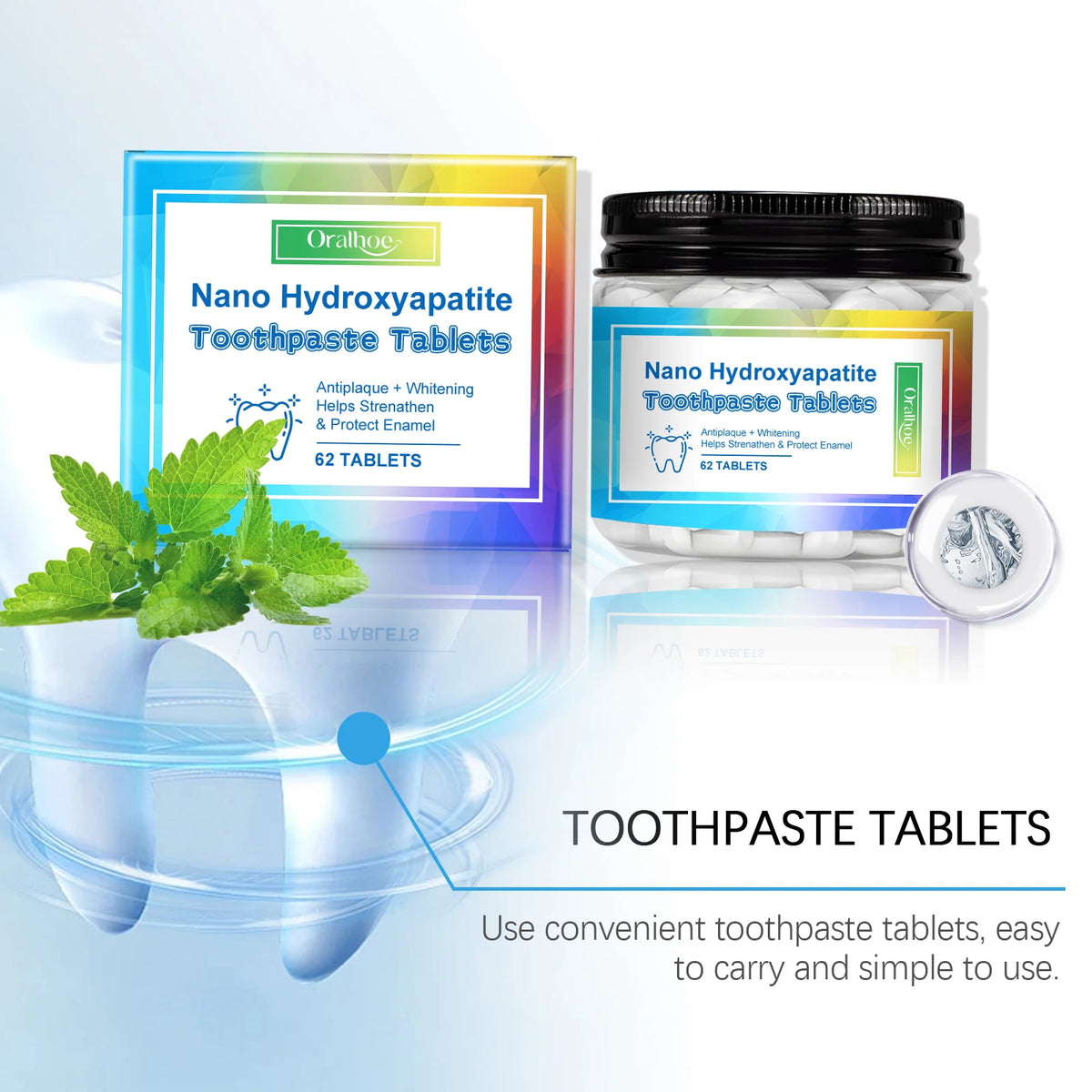 Mint Toothpaste Tablets:Portable cleaning and teeth-care toothpaste tablets for fresh breath, stain removal and odor elimination Vue