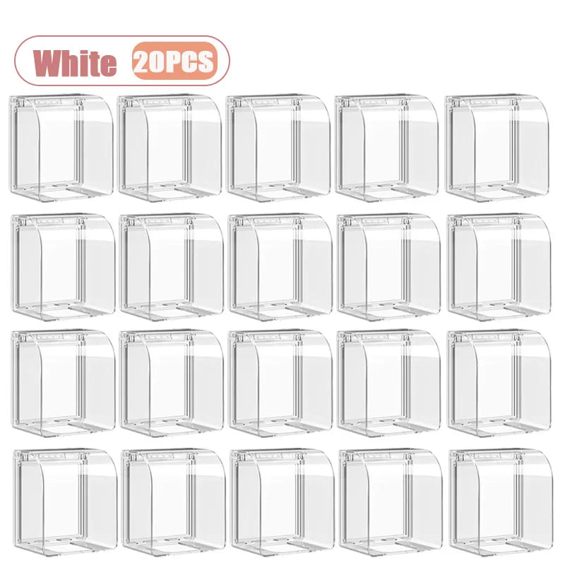1-20PCS Universal Splash Proof Waterproof Box Cover for Bathroom Outlet Switch Protector for Shower Socket Shield Removal Vue White-20PCS