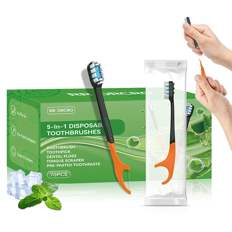 Exploded Bead Toothbrush Disposable Adult Cleaning Tooth brush Portable Travel Brush Head With Dental Floss Vue 70X w toothpaste