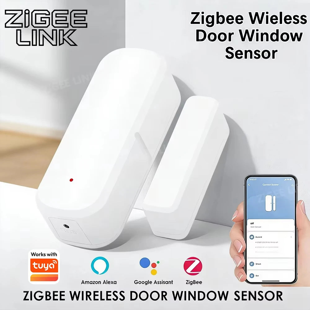 ZigBee Door Sensor Magnetic Contact Detector Real Time Alarm Security Monitor for Smart Home Works with Tuya Alexa Google Home Vue