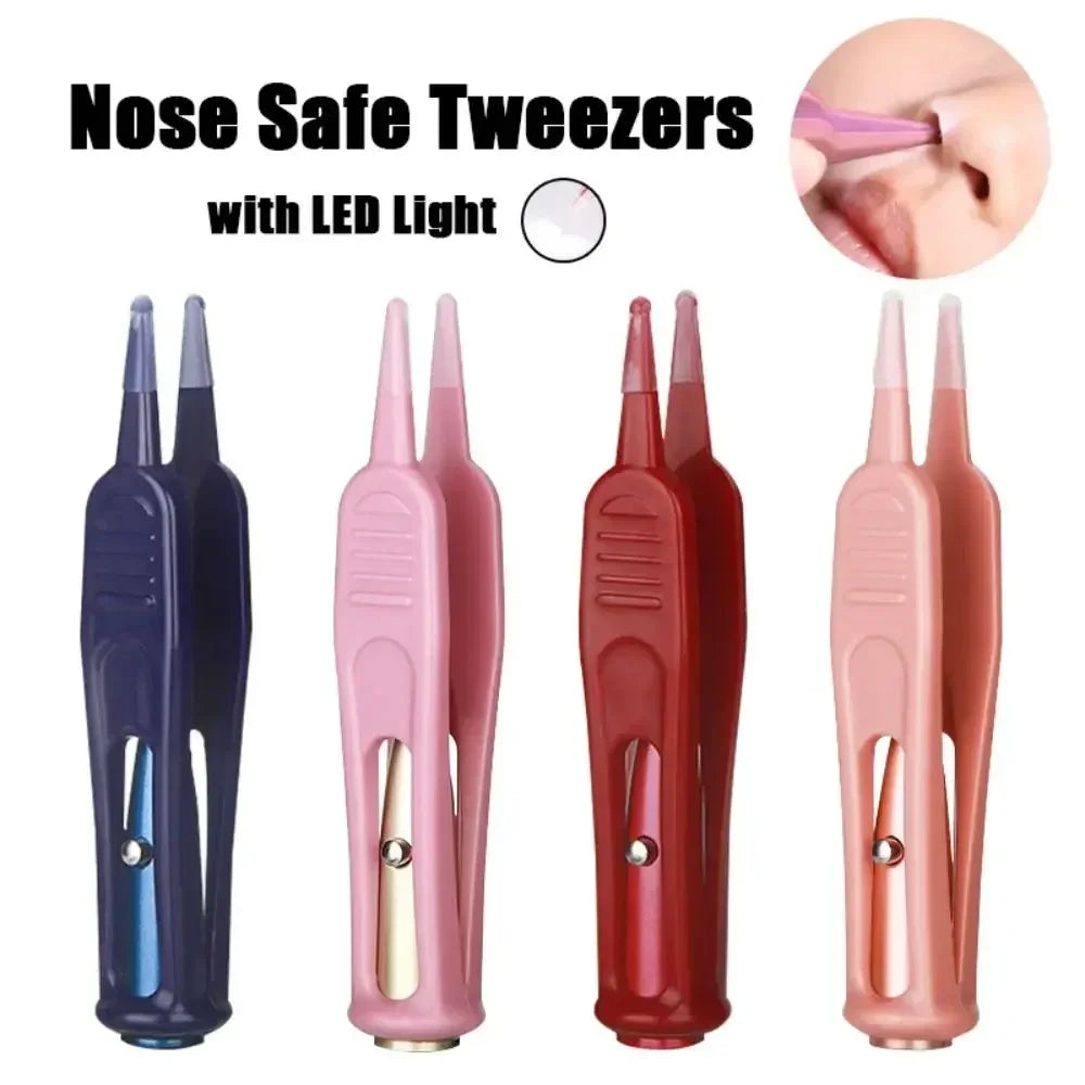 vvocci Tweezers Safe Baby Infants Clean Booger 1PC Clip Dig Ear Nose Navel Safety Forceps Cleaning Forceps With LED Light Vue