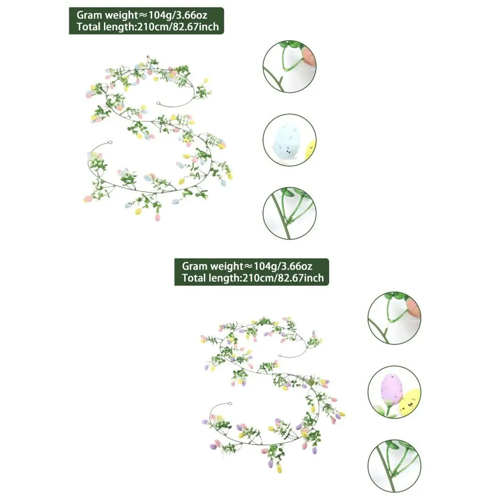 Artificial Plant Easter Egg Wreath Green Vine Colorful Design Wall Hanging Eucalyptus Leaves Egg Decoration Long Green Plant Vue