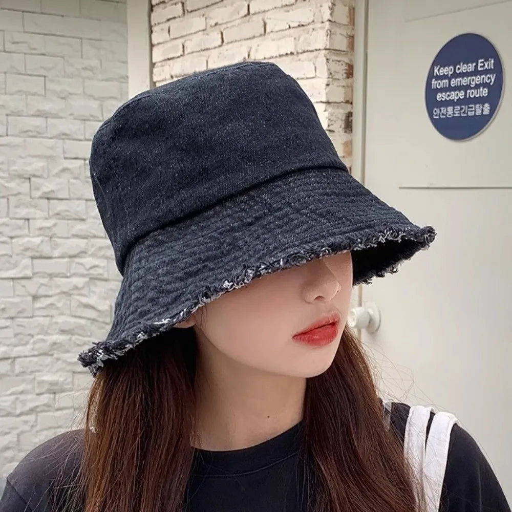 Fashion Denim Summer Sun Hat Foldable Anti-UV Reversible Fisherman