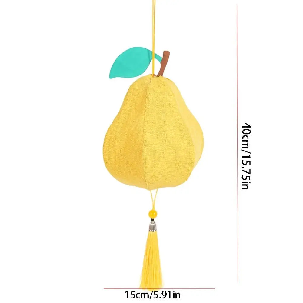 Pear Shape Mid-Autumn Festival Lantern Handheld Tassel DIY Lantern Making Kit Fabric Fruit Luminous Small Persimmon Lantern Vue