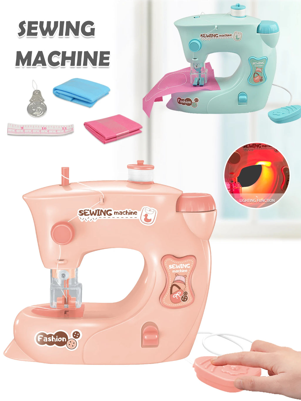 Electric Sewing Machine Toy, Mini Diy Simulation Sewing for Girls Kids 3+ Easy Beginners Toys Play Home Parenting Vue