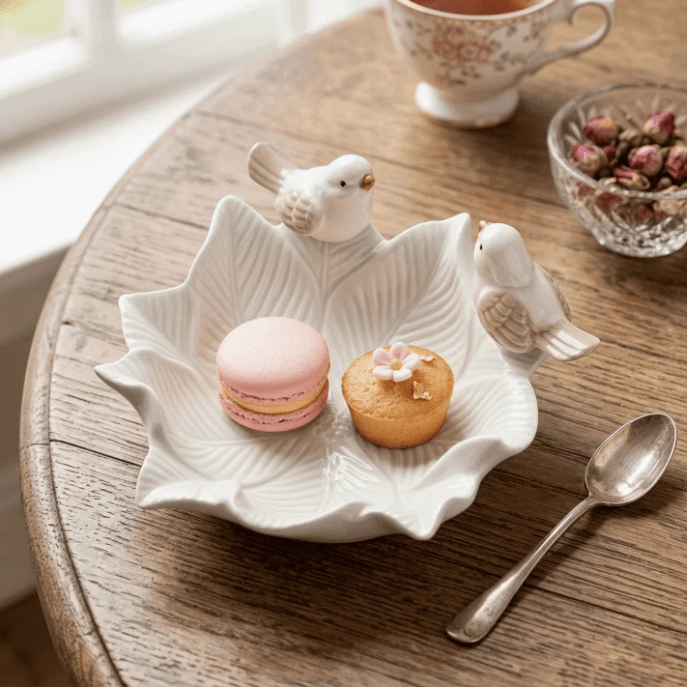 Bird Design Flower Storage Dish Multipurpose Table Decoration Bowl Dim Sum Tray Ceramic Ornaments Vanity Tray Tea Table Vue