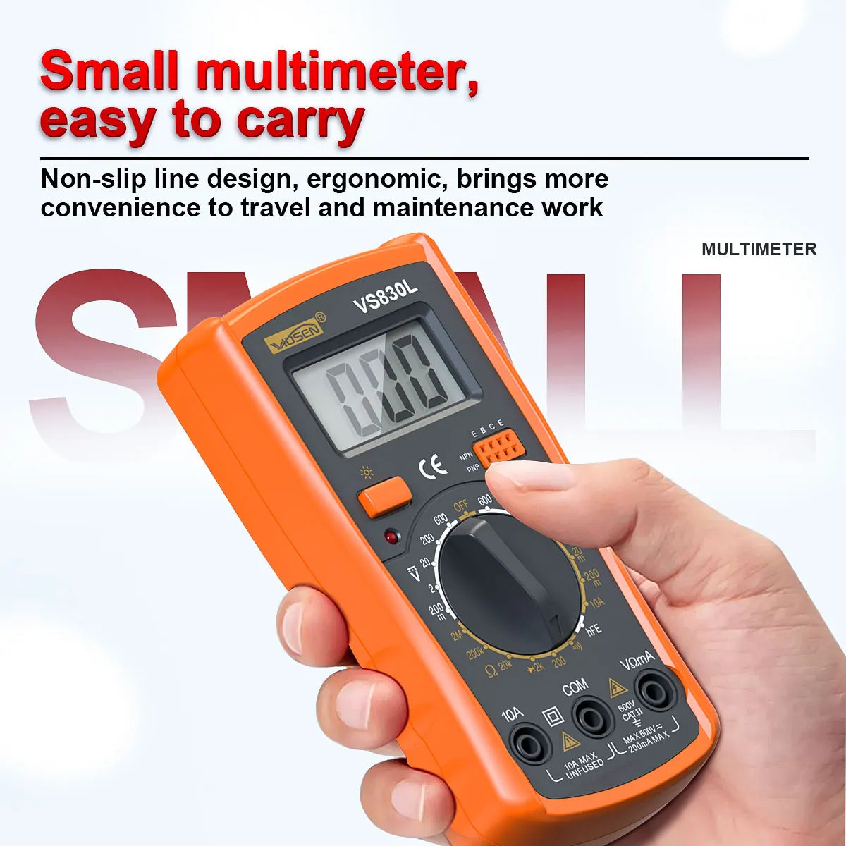 Digital Multimeter Manual Type AC/DC Voltage Current Tester Ohm Ammeter Detector Tool Backlit Screen 1999 Counts with Support Vue