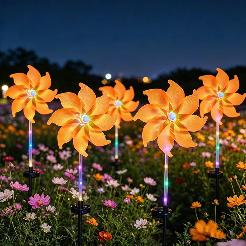 Solar Windmill Garden Stake Lights, Colorful LED Pinwheel Solar Lights, Outdoor Decor for Patio Yard Lawn Pathway Decor Vue