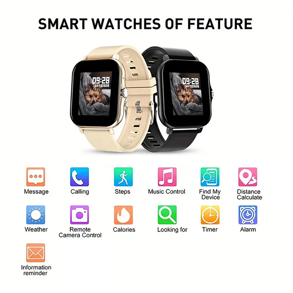 2026 New Smart Watch 1.44''HD Screen Bluetooth Call Sleep Blood Oxygen Pressure Health Monitoring Watches For Women Men Vue