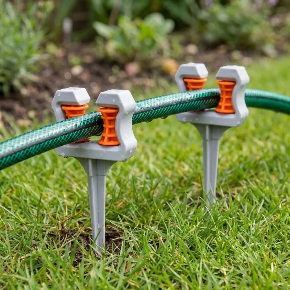 2Pcs Anti-Kink Garden Hose Guide Stake Ground Spike Roller Wheel Water Pipe Guide Heavy Duty Plastic Water Pipe Positioning Tool Vue