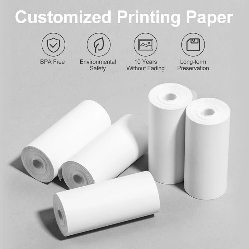 Mini Printer Sticker Paper, Thermal Paper Rolls For C9 C15 Mini Printer Kids Instant Camera, Color Self-Adhesive Paper 25X57mm Vue