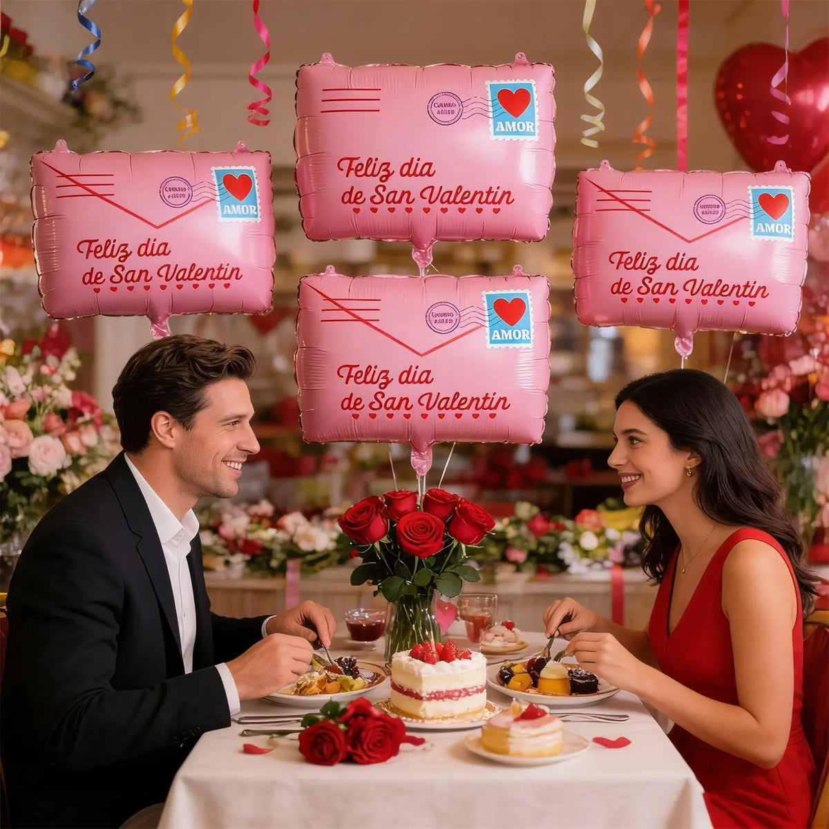 48x44cm Romantic Pink Envelope Shape Inflatable Foil Balloons Valentines Day Decorations Party Balloons for Engagement Wedding Vue