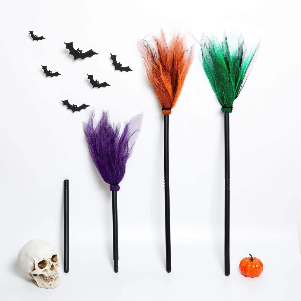 Halloween Party Witch Broom Kids Plastic Cosplay Flying Broomstick Props For Masquerade Halloween Cosplay Costume Accessories Vue