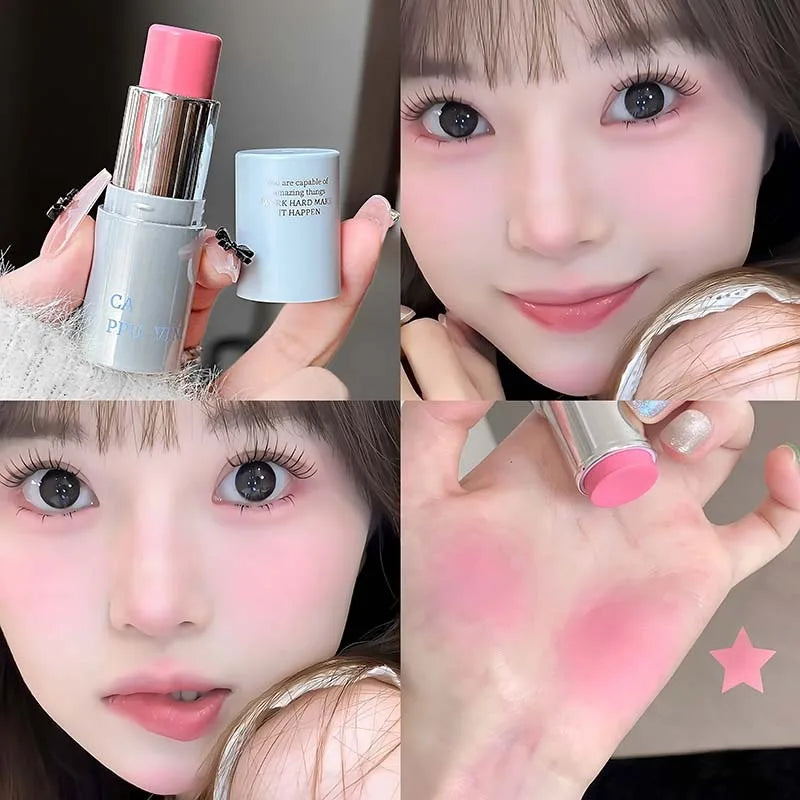 Smooth Blush Stick Expansive Color Natural Long Lasting Matte Makeup Monochrome Creamy Rouge Face Lip Makeup Stick Vue 02