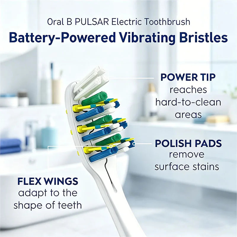 Oral-B Pro-3D Pulse Vibration Electric Toothbrush 2units Battery Powered Micro Pulse Flushing For Couples Giving Gifts To Lovers Vue