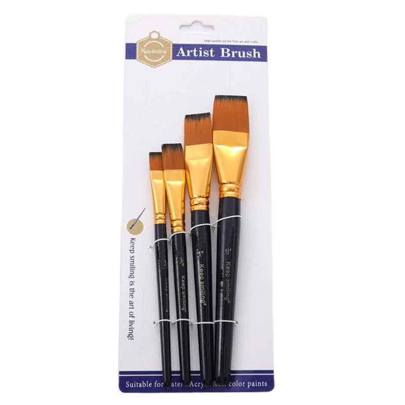 Professional Face Body Art Brush Nylon Artist Brush for Painting Acrylic Oil Watercolor Gouache Vue HS4-BLACK China Mainland