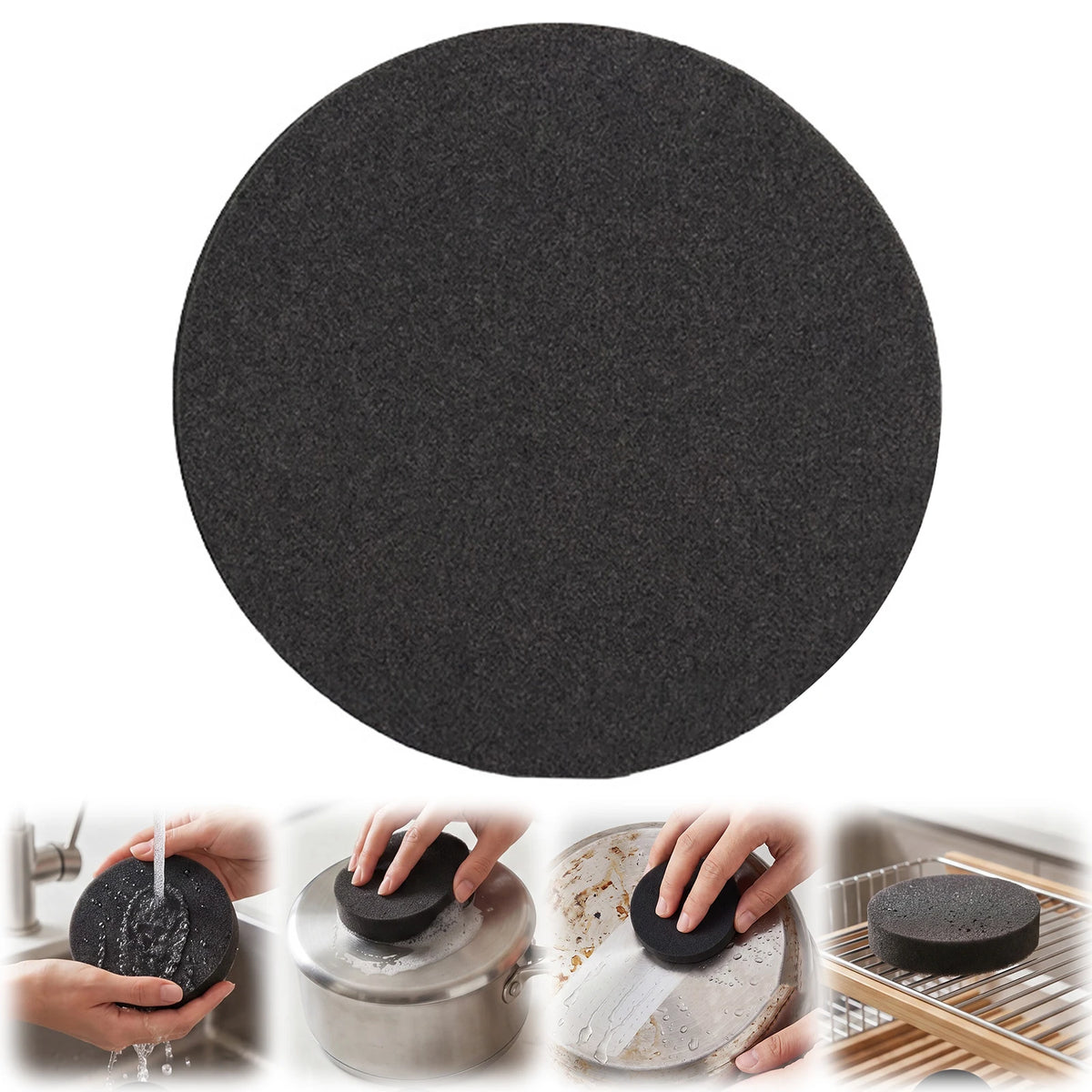Round Non-Scratch Dish Scrubber Sponges – 1/3 Pack Kitchen Dish Scrubber Sponge Vue
