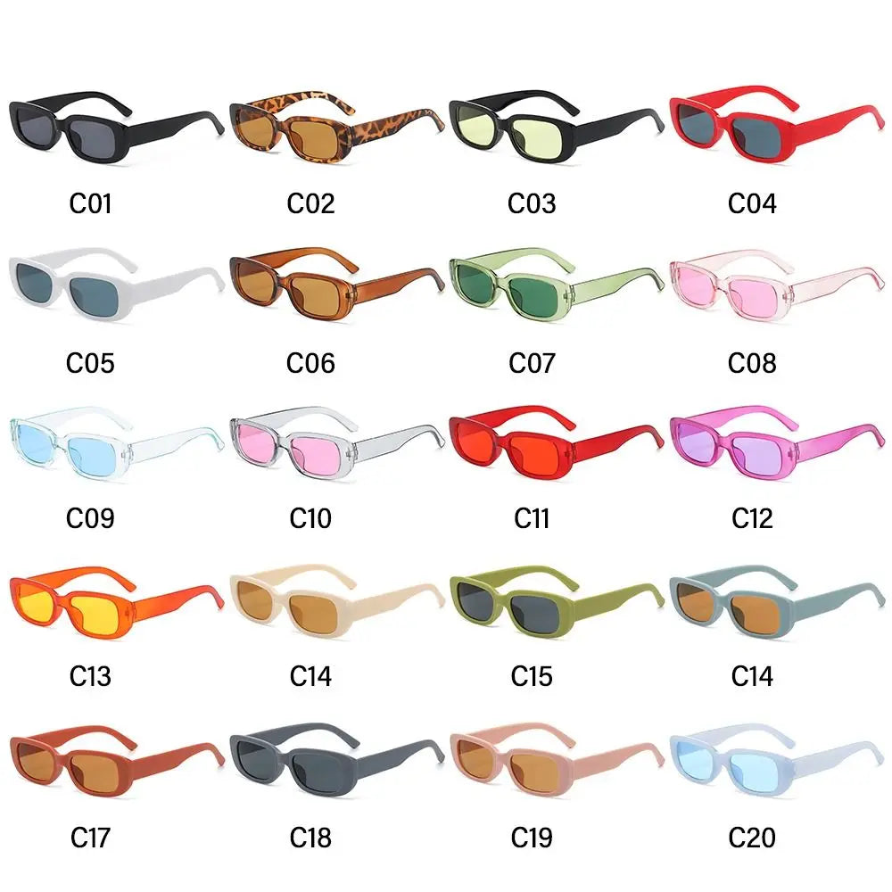 Trendy Narrow Square Frame Y2K Sun Glasses Candy UV400 Protection