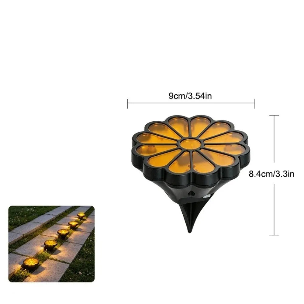 Waterproof Solar Daisy Flower Stake Lights LED Petal Shape Solar Flower Lights Decorative Ambient Simulation Daisy Vue Yellow-warm light