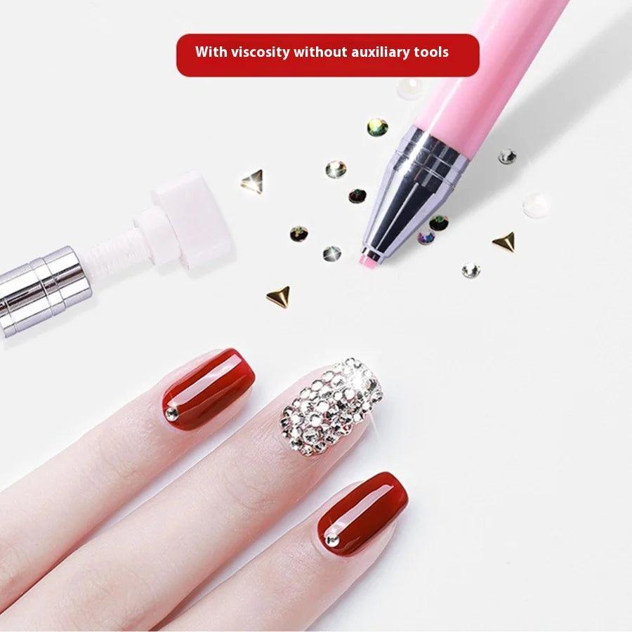 1 nail self-adhesive rhinestone pen, gemstone picker, nail art auxiliary tool, rotatable pen tip for waxing, crayon point brush Vue