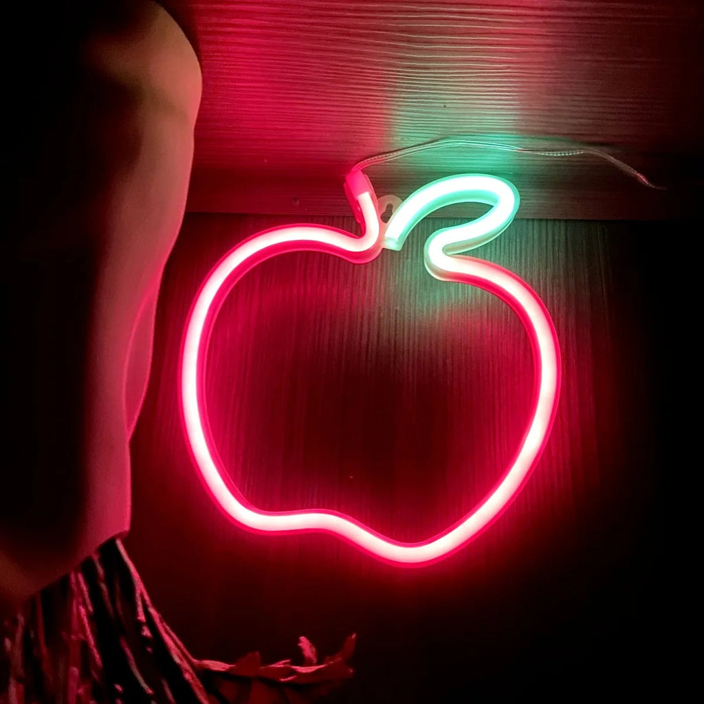 Room Decoration Apple Sign Modeling Lights Battery Powered LED Bar Light for Room Decoration Gift Night Light Party Holiday N15 Vue