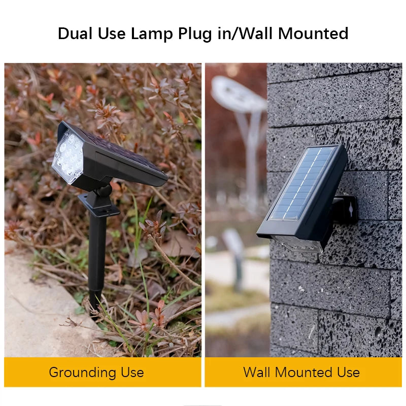 10 LEDs Solar Spotlight Outdoor, 180° Adjustable Waterproof & Anti - aging Ground/Wall Mount, for Garden Yard Landscape Lighting Vue