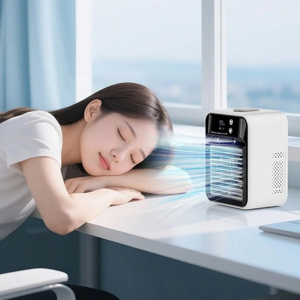 500ml Portable Air Cooler 2-Speed Personal Evaporative AC w/Misting Fan USB Rechargeable Mini Cooler for Home Office Outdoor Ca Vue