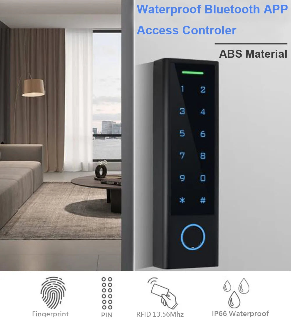 TTLock Fingerprint Access Controller Keypad Waterproof Bluetooth DigiCode 13.56mhz IC Card Reader for Home Gate Opening System Vue