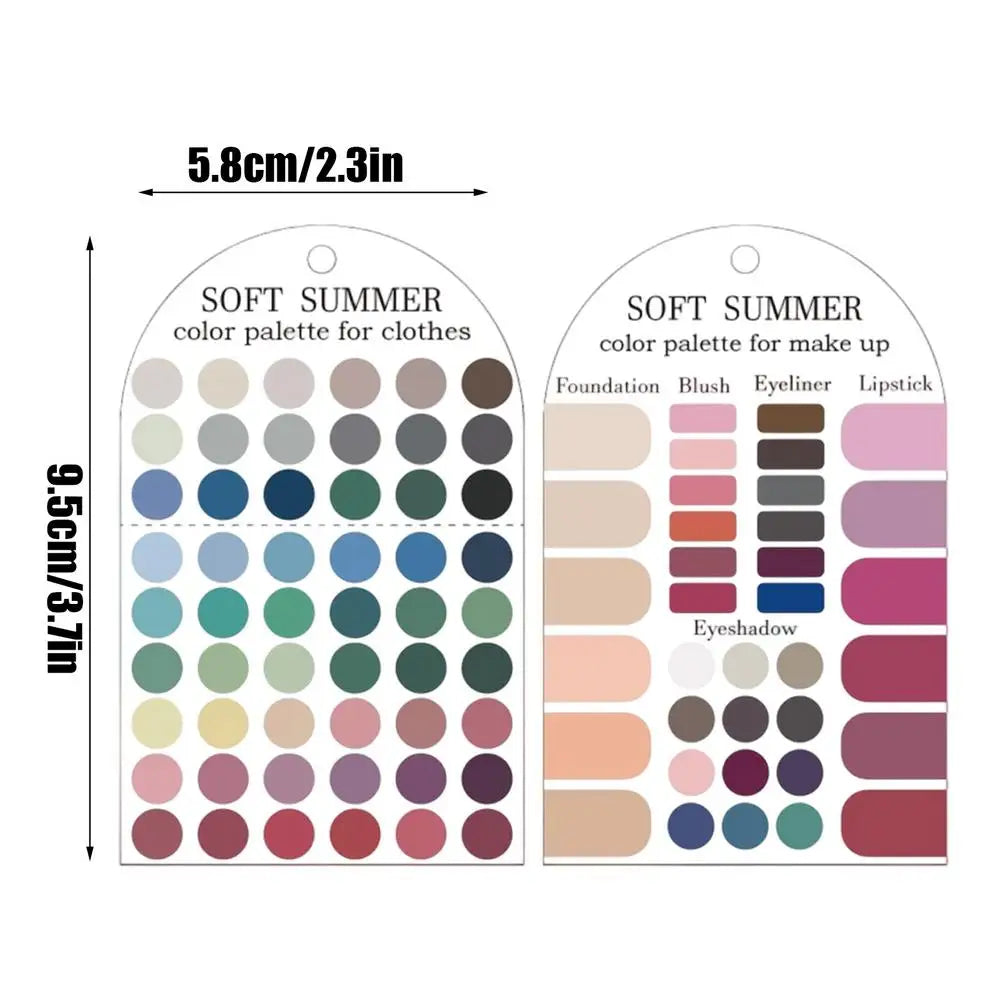 2pcs Soft Summer Color Palette Card Acrylic Seasonal Palette Color Sample Cards Matching Guide for Clothing Makeup Lipstick Vue A