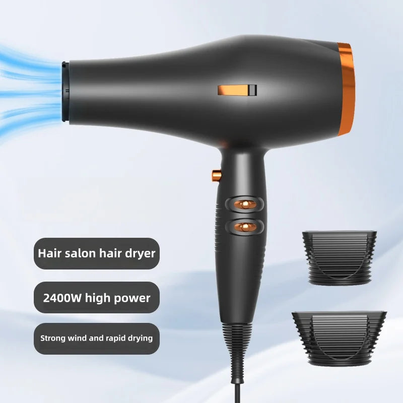 XMSJ 2400W Professional Negative Ion Hair Dryer | Salon Grade Professional Hair Dryer Vue Black gold 220V-240V EU Plug