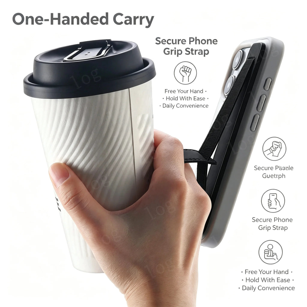 Self Adhesive Phone Wrist Strap Multifunctional Push Pull Stand Anti Slip Anti Fall Desktop Support Vue