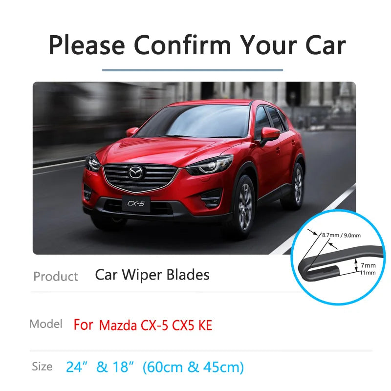 Car Front Wiper Blades For Mazda CX-5 CX5 KE 2011 2012 2013 2014 2015 2016 Cleaning Windshield Windscreen Brushes Accessories Vue